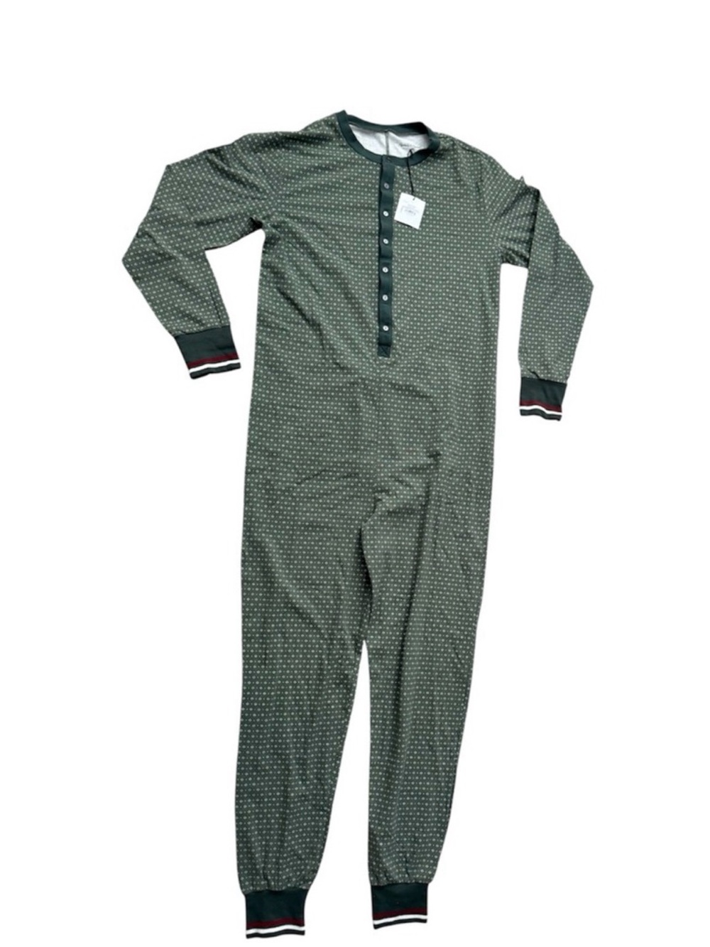 Hearth & Hand Men's Olive Green Dot Print One-Piece Pajama Union Suit Large Tall